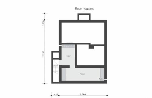 Одноэтажный дом с подвалом, террасой и двумя спальнями